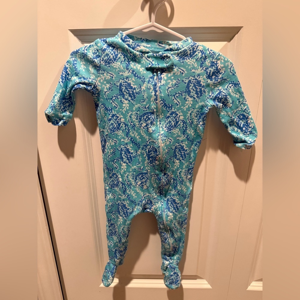 Blue and White lily Pulitzer  Baby Onesie